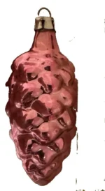 Vintage Hand Blown Glass Bumpie Grape Cluster Pinecone Christmas Ornament Pink