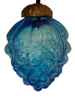 Vintage Kugel Style Glass Bumpie Grape Cluster Pinecone Christmas Ornament Blue
