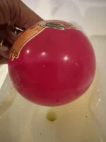 Vintage Jumbo Glass Christmas Ornament Hand Painted Mouth Blown Pink Opaque - Image 8