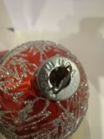 Vintage Jumbo Glass Christmas Ornament Hand Painted Mouth Blown Glitter Teardrop - Image 8