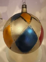 Vintage Jumbo Glass Christmas Ornament Hand Painted Mouth Blown Harlequin - Image 8