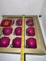 Vintage Christmas Ornaments Original Box Shiny Brite Hot Pink Glass - Image 8