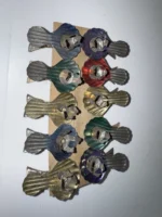 Antique German Christmas Tree Candle Clips Colored Tin Metal Original Holder - Image 8