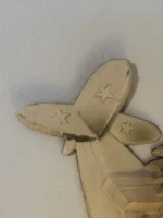 Antique 1920s Germany Santa Flying Airplane Christmas Die Cut Mica Decoration 11 - Image 8