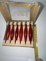 Vintage Christmas Glass Ornaments Original Box Shiny Brite Mini Red Teardrop - Image 8