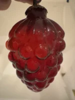 Vintage Kugel Style Glass Bumpie Grape Cluster Pinecone Christmas Ornament Red - Image 4