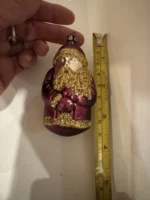 Antique Glass Figural Christmas Ornament Holiday Tree Purple Santa Kris Kringle - Image 8