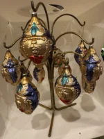 Vintage W Germany 1950s Mouth Blown Glass Ornaments Hand Painted Lady Rose Set 6 - Image 8