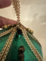 Vintage 1950s West Germany Glass Jewel Teal Ornament Wire Wrapped Teardrop Beads - Image 8