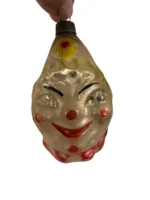 Antique Glass Figural Christmas Ornament Holiday Tree Decor Clown Head