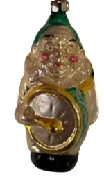 Antique Glass Figural Christmas Ornament Holiday Tree Decor Clown Playing Drums