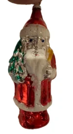 Antique Glass Figural Christmas Ornament Holiday Tree Decor Large Santa W/ Tree