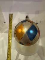 Vintage Jumbo Glass Christmas Ornament Hand Painted Mouth Blown Harlequin - Image 9