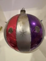 Vintage Jumbo Glass Christmas Ornament Hand Painted Mouth Blown Harlequin - Image 9