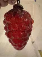 Vintage Kugel Style Glass Bumpie Grape Cluster Pinecone Christmas Ornament Red - Image 5