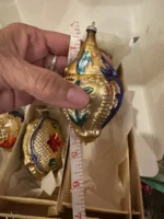 Vintage 6 W Germany 1950s Mouth Blown Glass Ornaments Hand Painted Cameo Box Set - Image 9