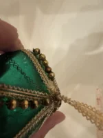 Vintage 1950s West Germany Glass Jewel Teal Ornament Wire Wrapped Teardrop Beads - Image 9