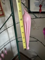 Vintage Lg Glass Christmas Tree Ornament Icicle Teardrop Atomic 5 Bubblegum MCM - Image 9
