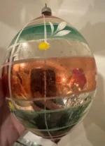 Vintage Jumbo Teardrop Glass Christmas Ornaments Set 4 Box 6” Mica Hand Painted - Image 9