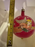 Vintage Jumbo Glass Christmas Ornament Hand Painted Mouth Blown Pink Opaque - Image 9