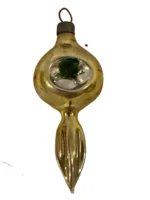 Vintage Miniature Glass Christmas Ornament Feather Tree Twisted Double Indent
