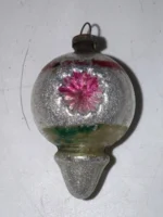 Vintage Miniature Glass Christmas Ornament Feather Tree Double Indent Drop
