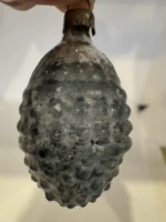 Antique Miniature Glass Christmas Ornament Feather Tree Gray Textured Unsilvered