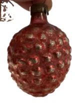 Antique Miniature Glass Christmas Ornament Feather Tree Pink Cluster Bumpie