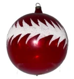Vintage Jumbo Glass Christmas Ornament Hand Painted Mouth Blown Red Unsilvered