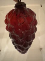 Vintage Kugel Style Glass Bumpie Grape Cluster Pinecone Christmas Ornament Red - Image 6