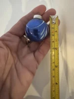 Antique Miniature Glass Christmas Ornament Feather Tree Blue Indent Handpainted - Image 10