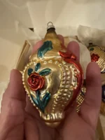 Vintage 6 W Germany 1950s Mouth Blown Glass Ornaments Hand Painted Cameo Box Set - Image 10