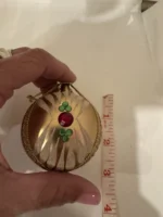 Vintage 1950s West Germany Glass Jewels Gold Ornament Wire Wrapped Hand Painted - Image 10