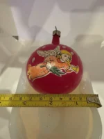 Vintage Jumbo Glass Christmas Ornament Hand Painted Mouth Blown Pink Opaque - Image 10