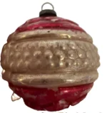 Antique Miniature Glass Christmas Ornament Feather Tree Pink Textured Bumpie