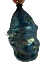 Vintage Glass Figural Christmas Ornament Holiday Tree Blue Jester Clown Head