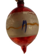 Antique Miniature Glass Christmas Ornament Feather Tree Handpainted Teardrop